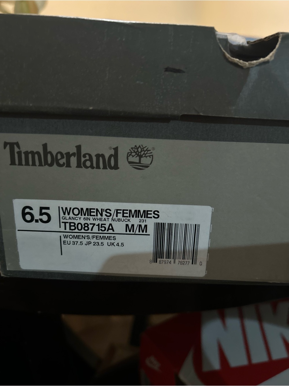 Timberland Gray and Brown Shoe Box with Label